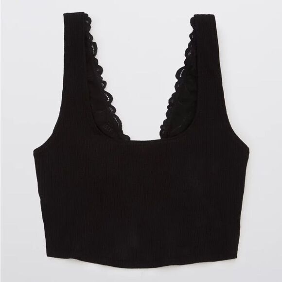 Aerie Holiday Best Lace Waffle Longline Bralette - Picture 3 of 4
